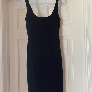 F21 Midi length black bodycon dress